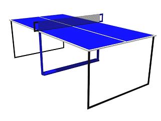 简易蓝色乒乓球桌SU模型下载_sketchup草图大师SKP模型