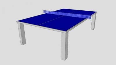 乒乓球桌蓝色体育台SU模型下载_sketchup草图大师SKP模型