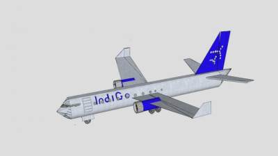 靛蓝航空客机SU模型下载_sketchup草图大师SKP模型