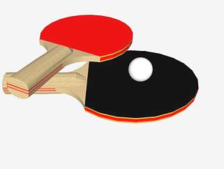 红黑乒乓球拍SU模型下载_sketchup草图大师SKP模型