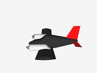双螺旋浆飞机SU模型下载_sketchup草图大师SKP模型