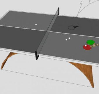 灰色乒乓球桌SU模型下载_sketchup草图大师SKP模型