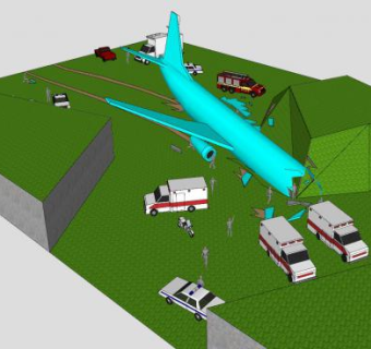 丘陵失事飞机SU模型下载_sketchup草图大师SKP模型