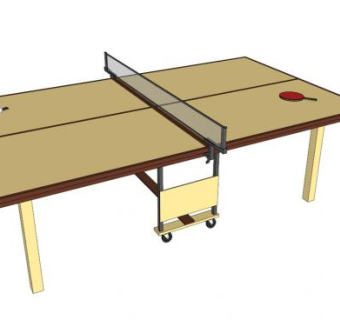 棕色乒乓球桌SU模型下载_sketchup草图大师SKP模型