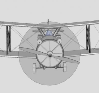 一战双翼螺旋飞机SU模型下载_sketchup草图大师SKP模型