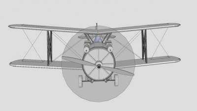 一战双翼螺旋飞机SU模型下载_sketchup草图大师SKP模型