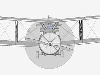 一战双翼螺旋飞机SU模型下载_sketchup草图大师SKP模型
