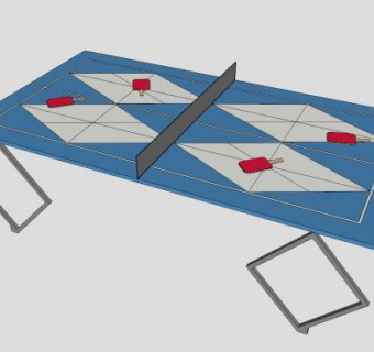 蓝色菱形图乒乓球台SU模型下载_sketchup草图大师SKP模型