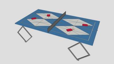 蓝色菱形图乒乓球台SU模型下载_sketchup草图大师SKP模型