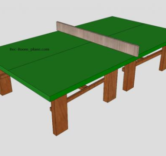 体育绿色乒乓球台SU模型下载_sketchup草图大师SKP模型