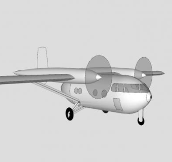 固定翼双螺旋飞机SU模型下载_sketchup草图大师SKP模型
