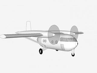 固定翼双螺旋飞机SU模型下载_sketchup草图大师SKP模型
