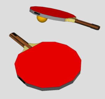 乒乓球红色拍子SU模型下载_sketchup草图大师SKP模型