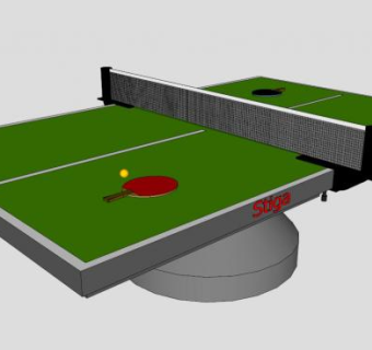 体育固定乒乓桌台SU模型下载_sketchup草图大师SKP模型