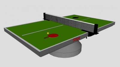体育固定乒乓桌台SU模型下载_sketchup草图大师SKP模型
