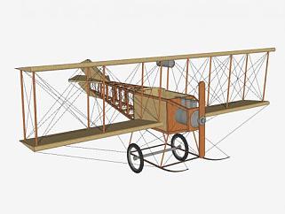 1910年双翼<em>飞机</em>SU模型下载_sketchup草图大师SKP模型
