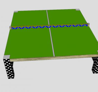 乒乓绿色球桌SU模型下载_sketchup草图大师SKP模型