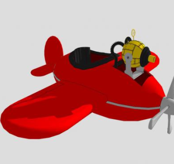 黏土卡通飞机SU模型下载_sketchup草图大师SKP模型