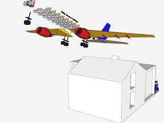 飞机房子和汽车SU模型下载_sketchup草图大师SKP模型