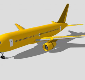 黄色喷气式客机SU模型下载_sketchup草图大师SKP模型