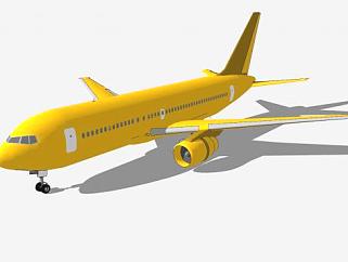 黄色喷气式客机SU模型下载_sketchup草图大师SKP模型