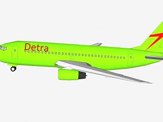 波音737荧光绿飞机SU模型下载_sketchup草图大师SKP模型