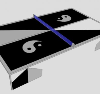 黑灰乒乓球桌SU模型下载_sketchup草图大师SKP模型