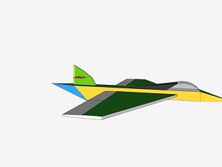 绿色后掠翼飞机SU模型下载_sketchup草图大师SKP模型