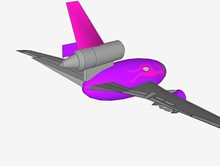 紫色DC-<em>10</em>飞机SU模型下载_sketchup草图大师SKP模型