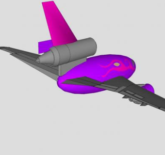 紫色DC-10飞机SU模型下载_sketchup草图大师SKP模型
