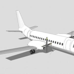 双螺旋桨客机SU模型下载_sketchup草图大师SKP模型