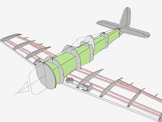 FW-190飞机机架SU模型下载_sketchup草图大师SKP模型