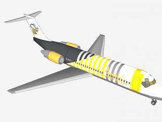 DC-9大黄蜂客机SU模型下载_sketchup草图大师SKP模型