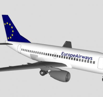 欧洲航空波音737客机SU模型下载_sketchup草图大师SKP模型