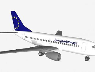欧洲航空波音737客机SU模型下载_sketchup草图大师SKP模型