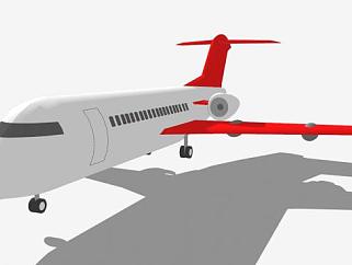 福克F28喷气式运输机SU模型下载_sketchup草图大师SKP模型