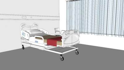 刘晓波医院病床SU模型下载_sketchup草图大师SKP模型