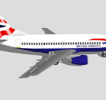 英国航空波音737客机SU模型下载_sketchup草图大师SKP模型
