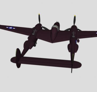 P-38闪电截击机SU模型下载_sketchup草图大师SKP模型