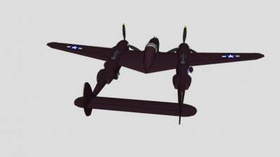 P-38闪电截击机SU模型下载_sketchup草图大师SKP模型