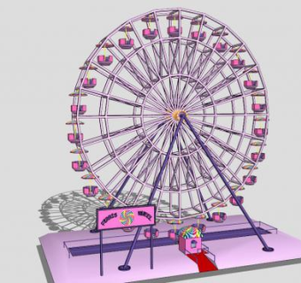 粉红色摩天轮SU模型下载_sketchup草图大师SKP模型