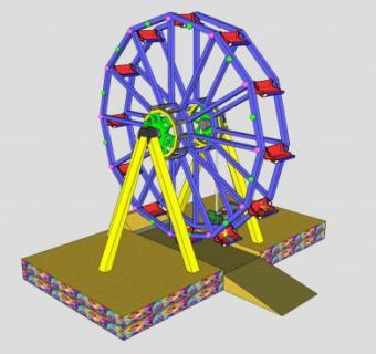 市集摩天轮SU模型下载_sketchup草图大师SKP模型