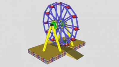 市集摩天轮SU模型下载_sketchup草图大师SKP模型