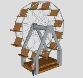 实木摩天轮SU模型下载_sketchup草图大师SKP模型