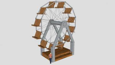 实木摩天轮SU模型下载_sketchup草图大师SKP模型