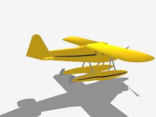 黄色轻型水上飞机SU模型下载_sketchup草图大师SKP模型