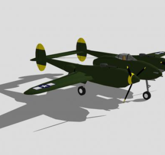 P-38闪电式截击机SU模型下载_sketchup草图大师SKP模型