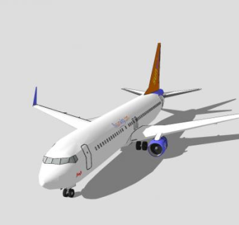太阳之翼航空波音737客机SU模型下载_sketchup草图大师SKP模型