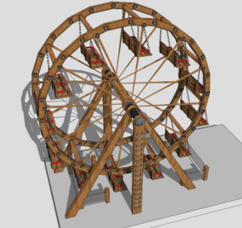 木制摩天轮SU模型下载_sketchup草图大师SKP模型