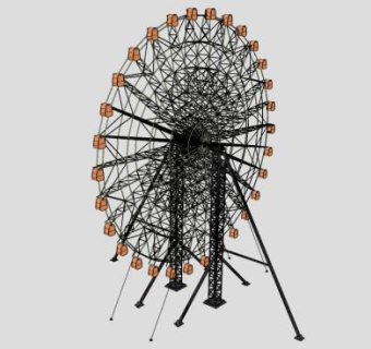 游乐设备重力式摩天轮SU模型下载_sketchup草图大师SKP模型